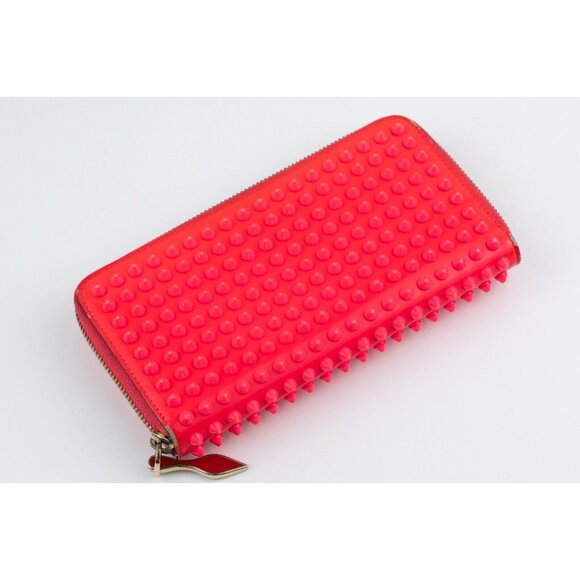 Christian Louboutin Handbags - CHRISTIAN LOUBOUTIN Clutch Purse Neon Pink PANETTONE Spikes Leather Wallet $850